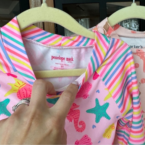 Lot of 3 Swimsuit top rashguards toddler girl ocean animals h&m mermaids - Picture 6 of 10